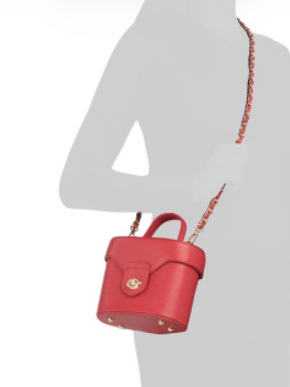 New Viola Castellani Red Leather Top-Handle Crossbody Bag with Gold Chain - Picture 3 of 13